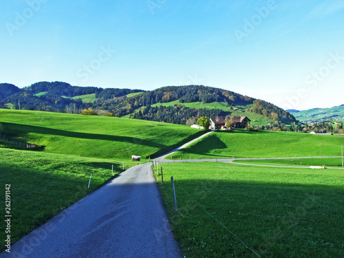 Alpine pastures and meadows in the Apenzellerland region and on the slopes of the Alpstein mountain range - Canton of Appenzell Innerrhoden (AI), Switzerland photo