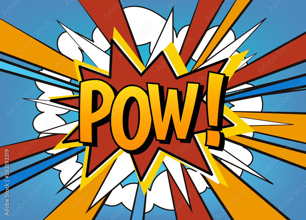 Pow! Comic pop art speech bubble illustration. Vector explosion with vintage  comics pow text. Stock Vector | Adobe Stock