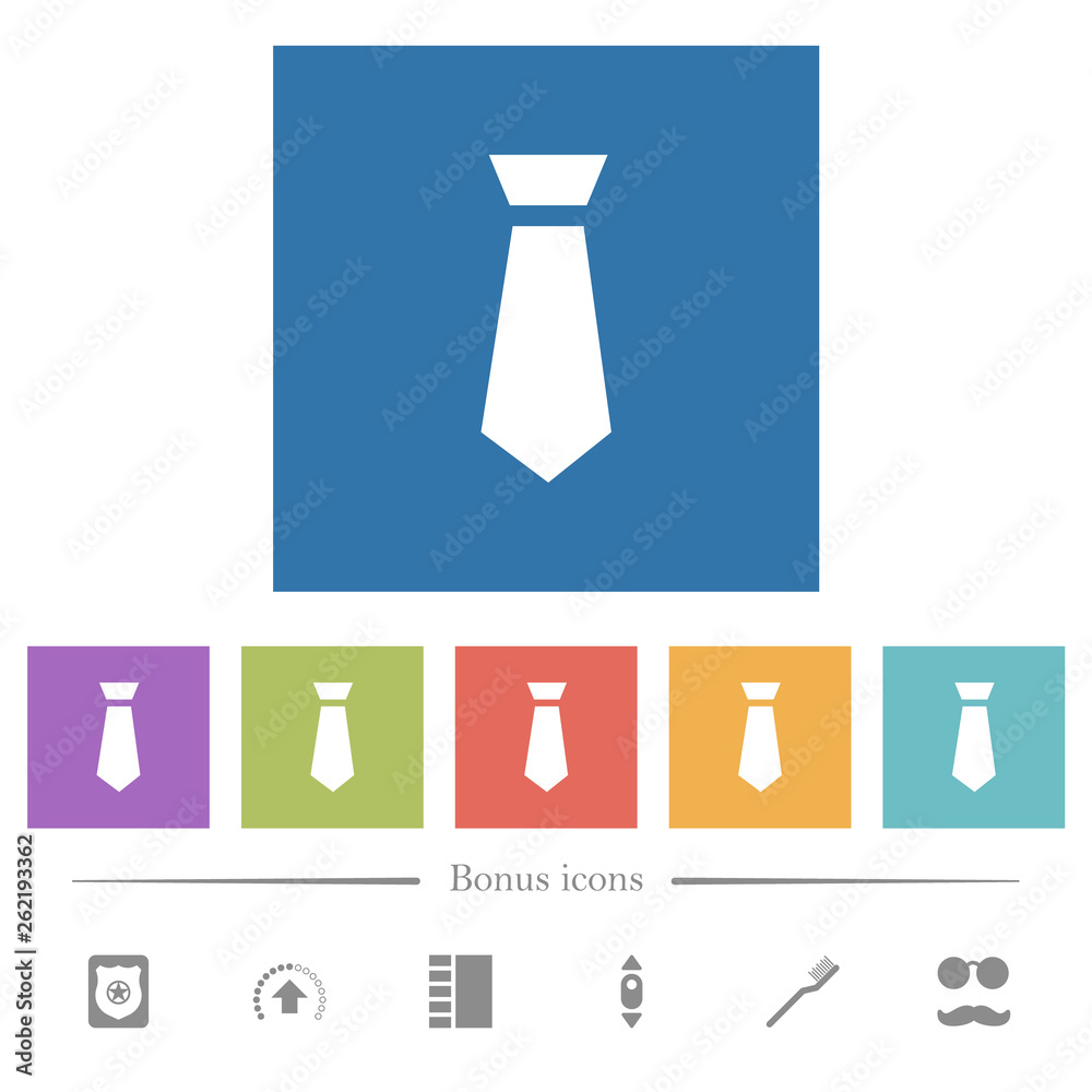 Tie flat white icons in square backgrounds
