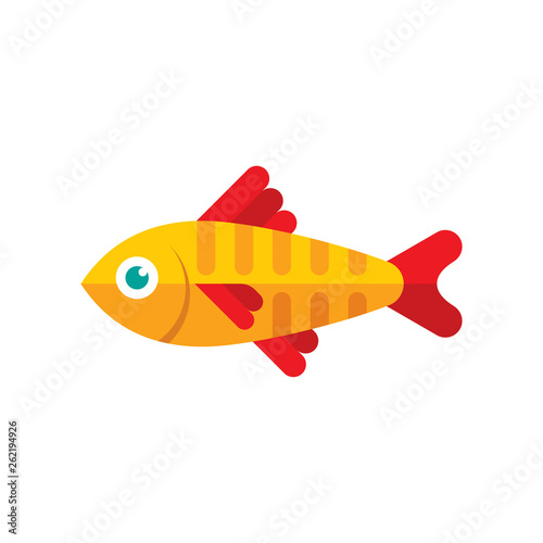 Yellow aquarium fish silhouette vector illustration. Flat style graphic design icon sign. 