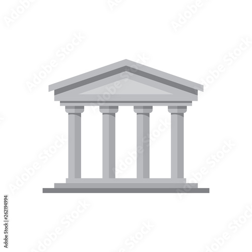 Bank building concept icon vector illustration in flat style design. Ancient temple architecture creative logo sign. Administration government house symbol. Real estate emblem. 