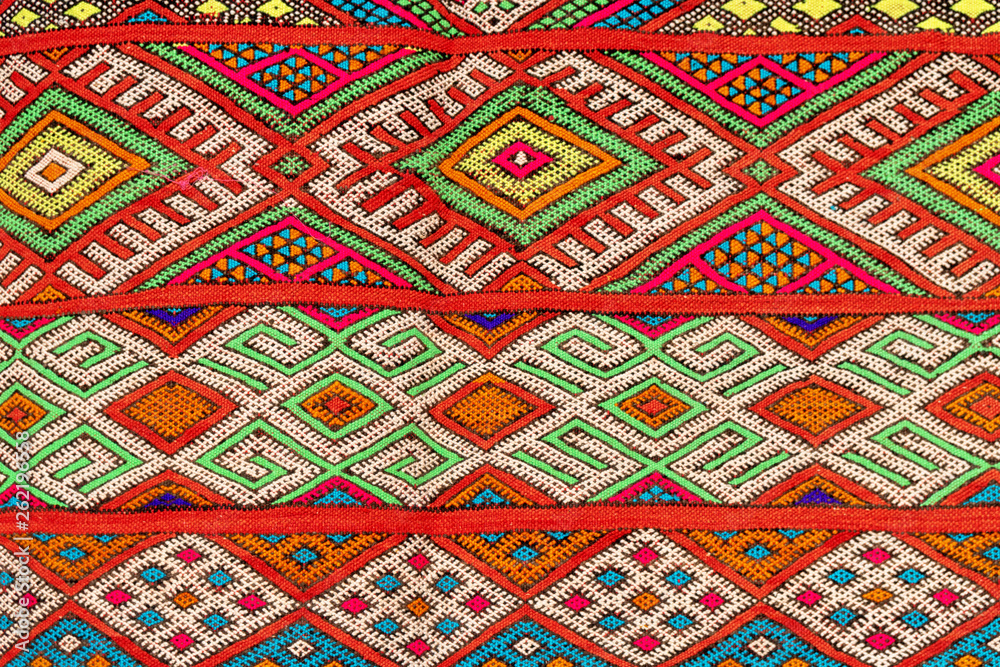 Set of banners with textures of berber traditional wool carpet with geometric pattern, Morocco, Africa