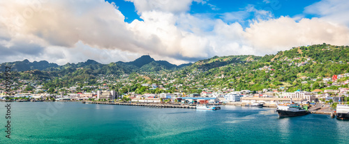 Panorama landscape of Kingstown harbor, St Vincent and the Grenadines. photo
