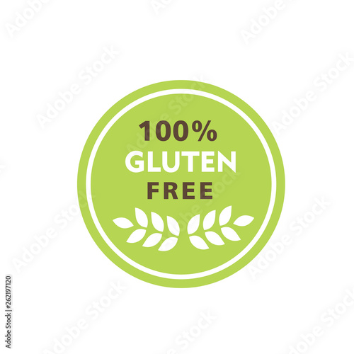 Gluten free green label vector. Gluten intolerance badge.