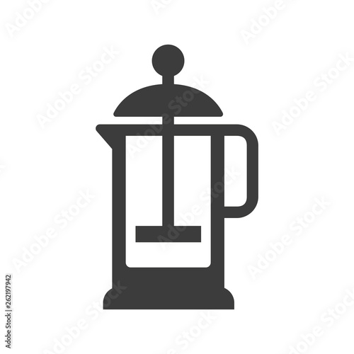 French press icon on white background.