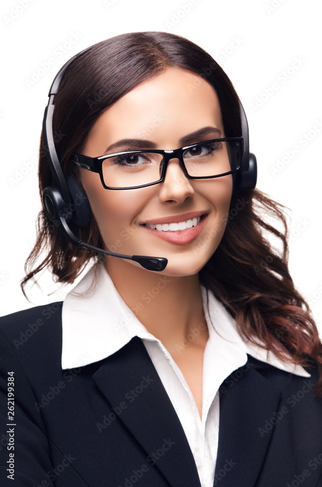 Portrait of customer support phone operator Portrait of customer support phone operator