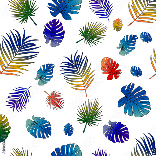 Pattern vivid gradient tropical leaves.