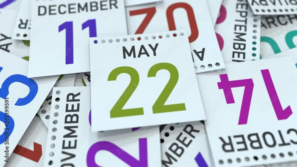 Calendar page shows May 22 date. 3D animation Calendar page shows May 22 date. 3D animation