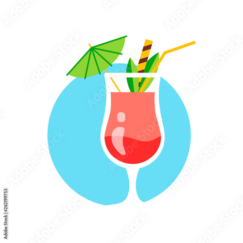 Cocktail glass vector flat icon isolated on white background. Minimal simple style. 10 EPS illustration.