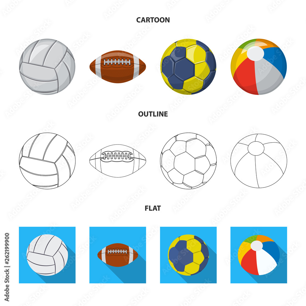 Vector design of sport and ball sign. Set of sport and athletic stock vector illustration.