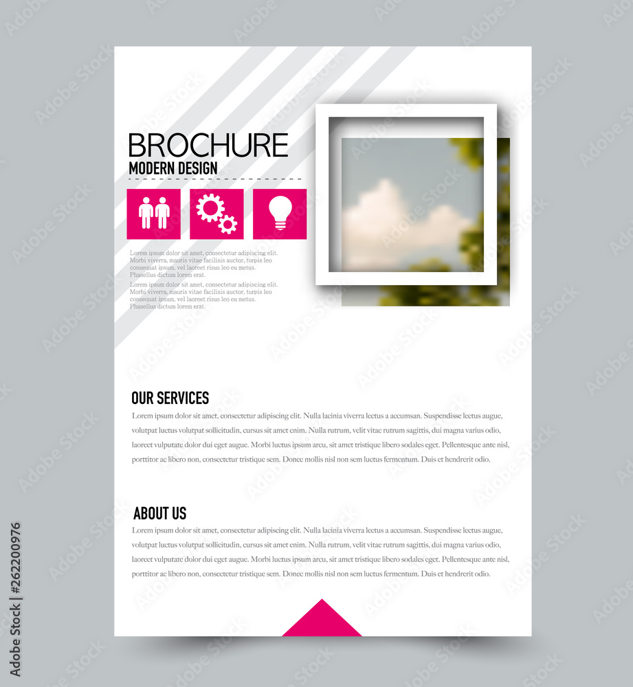 Fototapeta premium Flyer template. Brochure layout. Annual report cover or print out poster design. Pink color. Vector illustration.