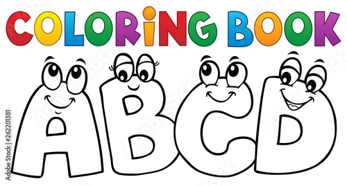 Coloring book cartoon ABCD letters 1