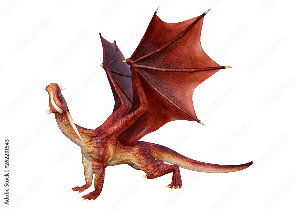 3D Rendering Fairy Tale Dragon on White 3D Rendering Fairy Tale Dragon on White
