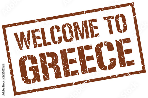 welcome to Greece stamp