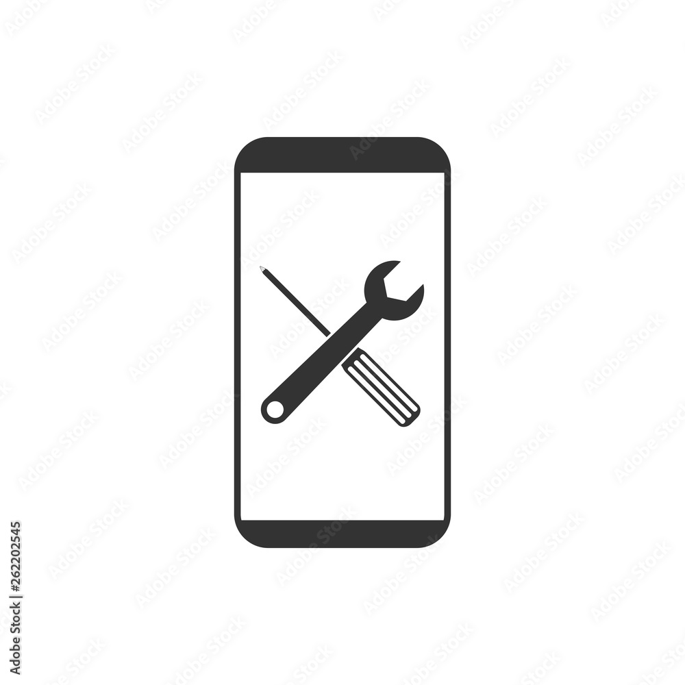 Repair, service, mobile phone icon. Vector illustration, flat design