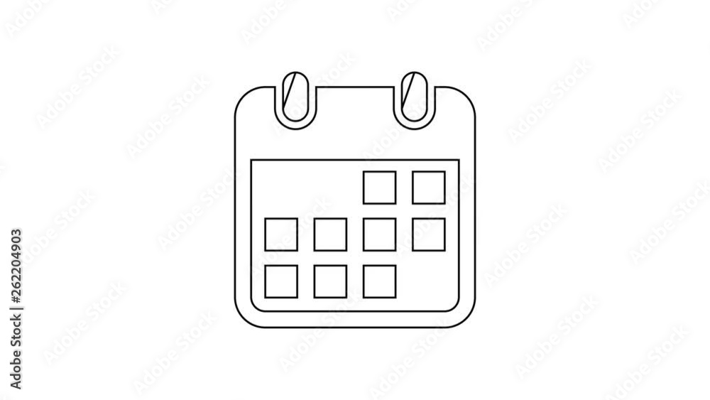 Grey Calendar line icon on white background. 4K Video motion graphic animation Grey Calendar line icon on white background. 4K Video motion graphic animation