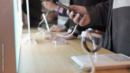Buying a phone and smart watches in the store