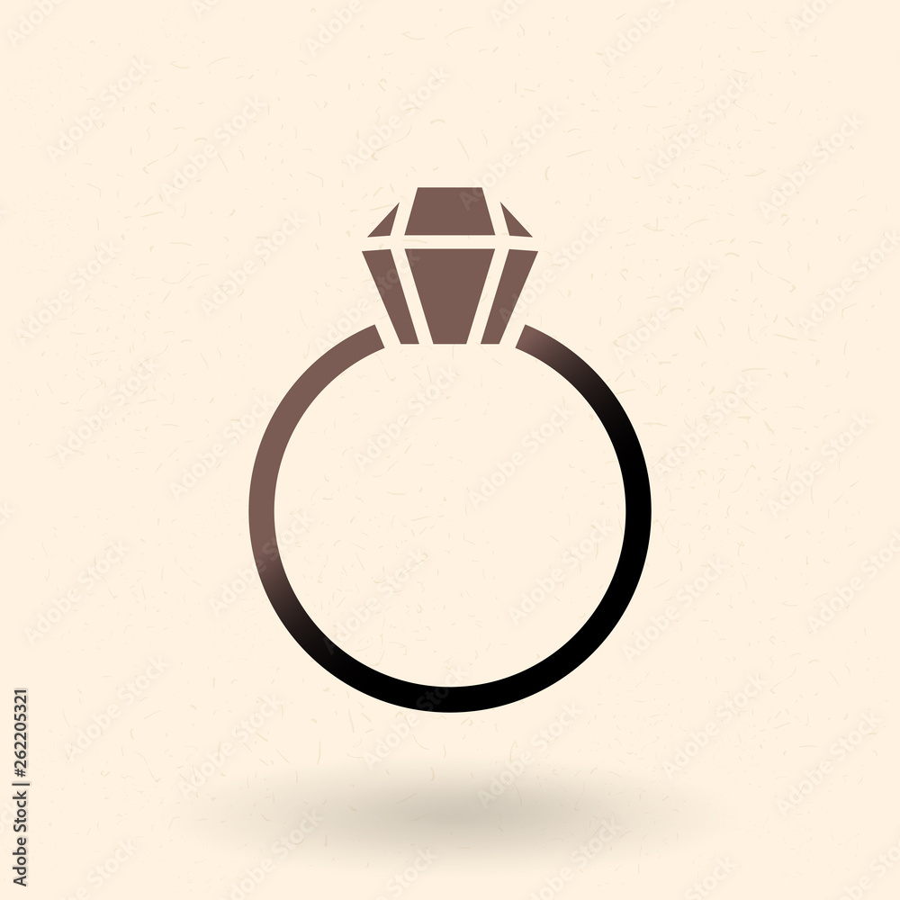 Vector Black Silhouette Icon - Wedding Ring with Diamond Vector Black Silhouette Icon - Wedding Ring with Diamond