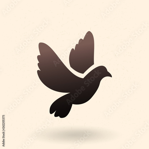 Vector Black Silhouette Flying Pigeon Icon