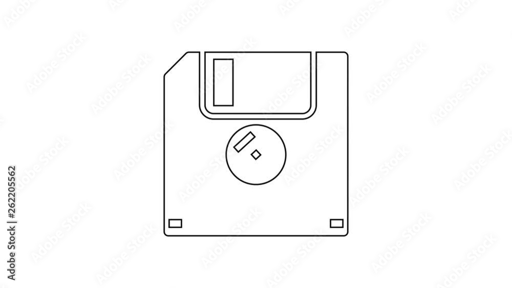 Grey Floppy disk for computer data storage line icon on white background. Diskette sign. 4K Video motion graphic animation Grey Floppy disk for computer data storage line icon on white background. Diskette sign. 4K Video motion graphic animation