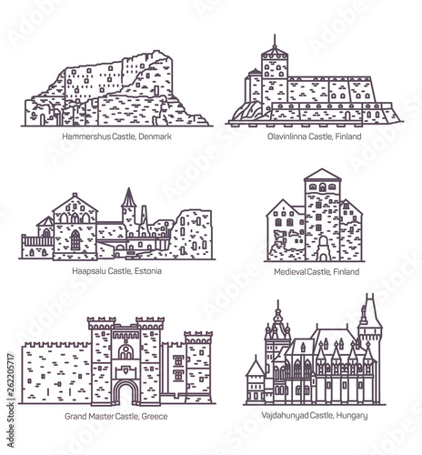 Line castles and architecture, fortress with tower photo