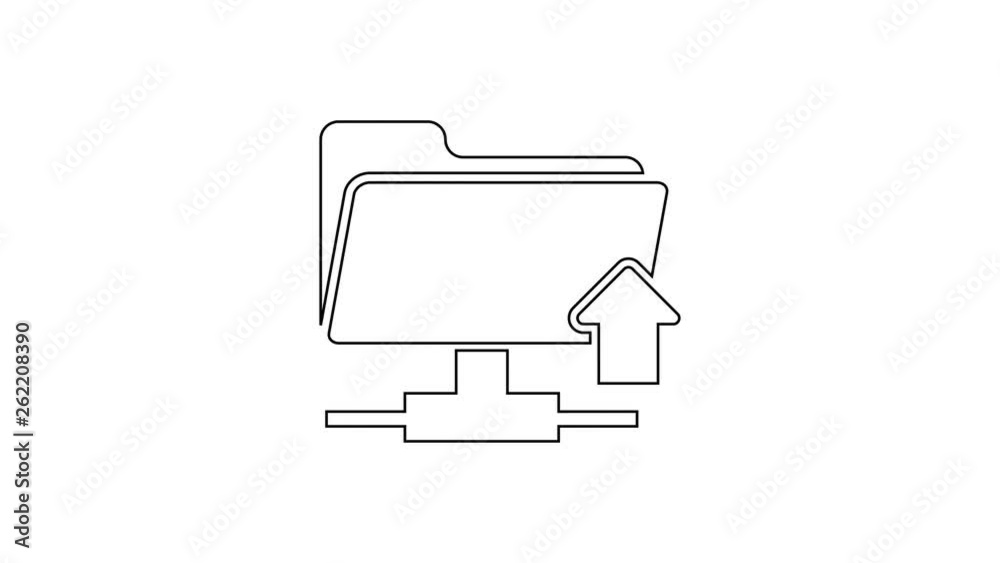Grey FTP folder upload line icon on white background. Concept of software update, transfer protocol, router, teamwork tool management, copy process. 4K Video motion graphic animation Grey FTP folder upload line icon on white background. Concept of software update, transfer protocol, router, teamwork tool management, copy process. 4K Video motion graphic animation