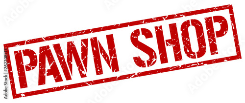 pawn shop red grunge square vintage rubber stamp