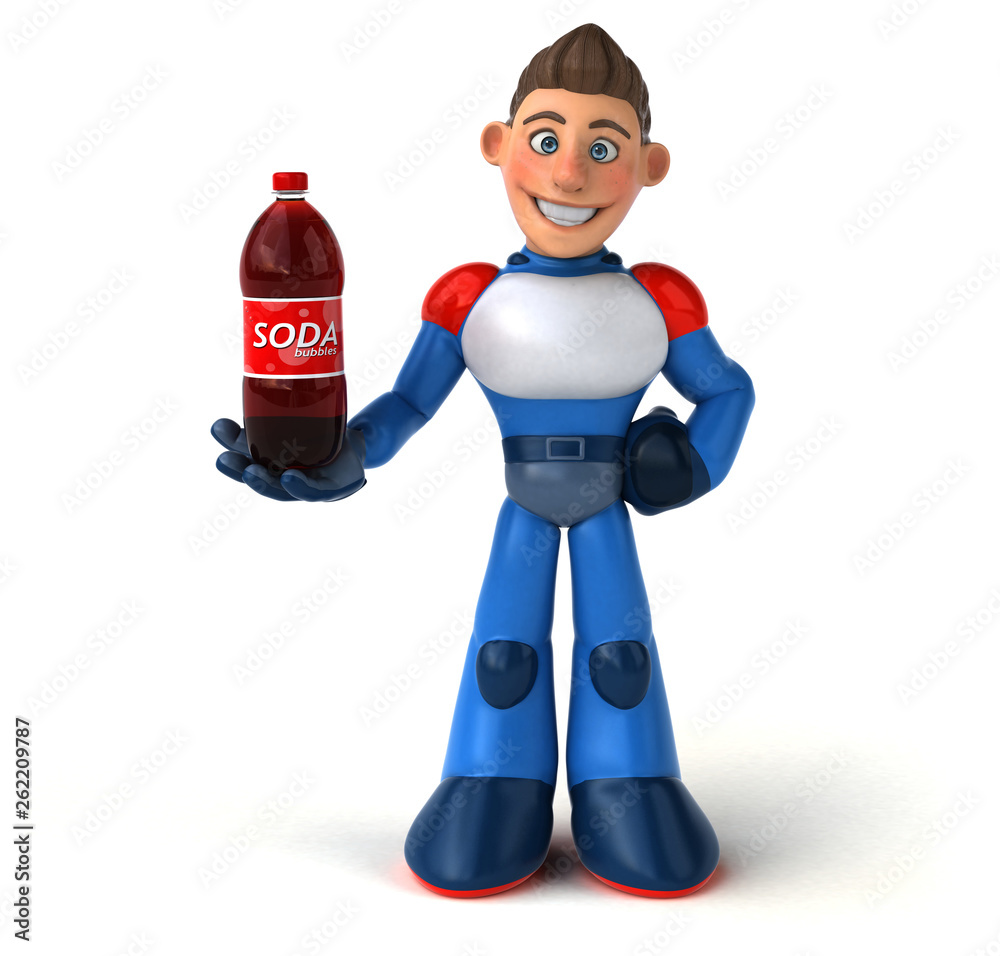 Naklejka premium Super modern superhero - 3D Illustration