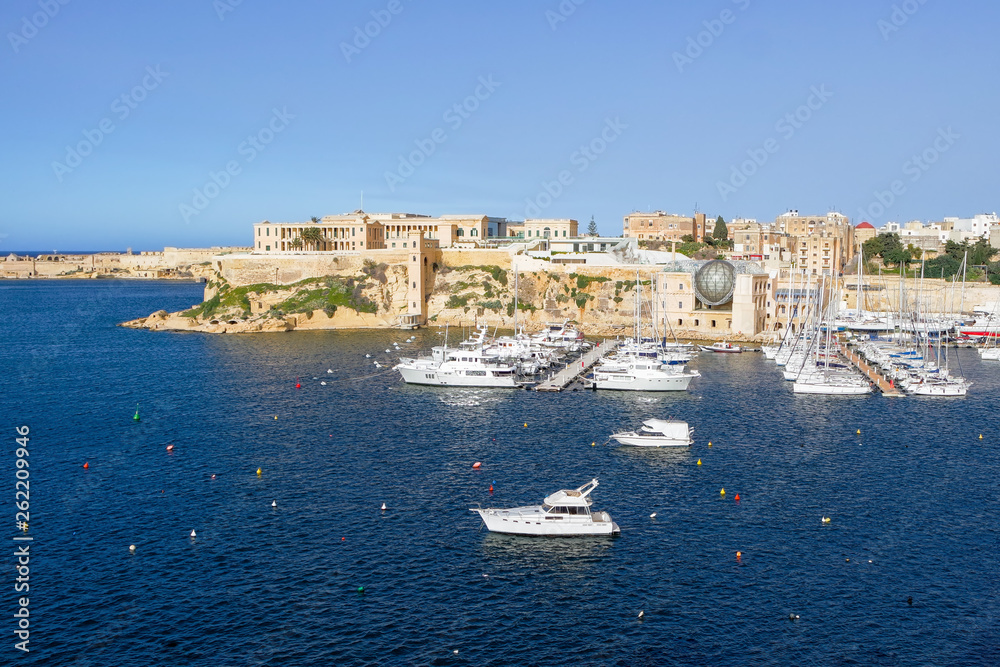 View of Kalkara and Grand Harbour from Birgu (Vittoriosa), Malta