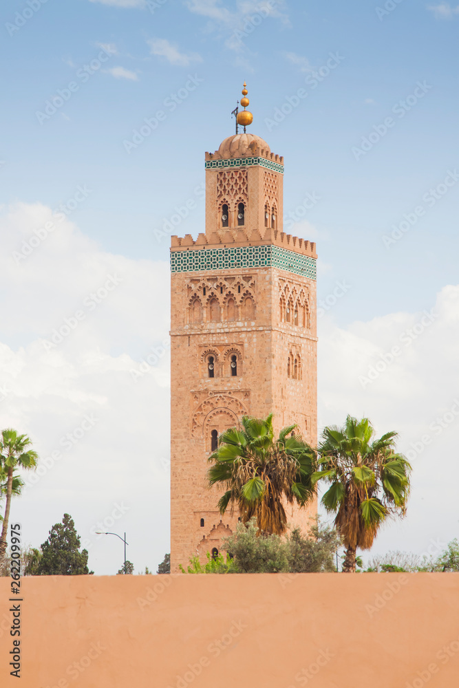Morocco, Marrakech, Koutubia Mosque Minaret
