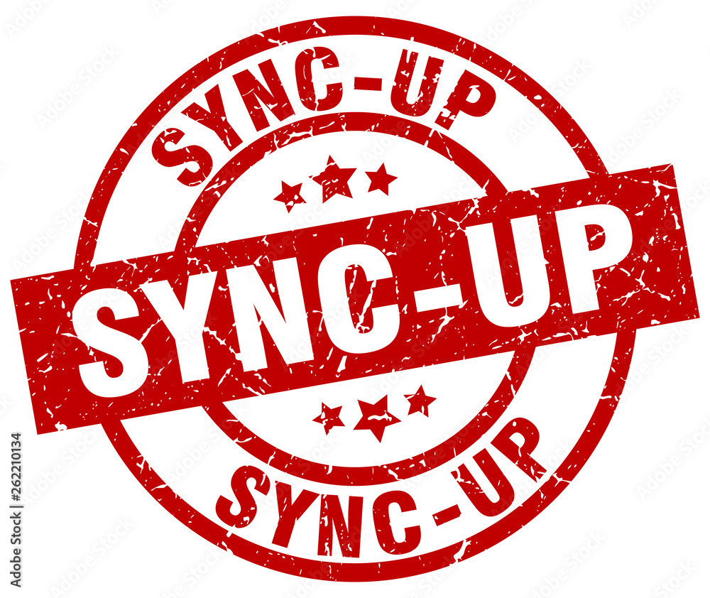 sync-up round red grunge stamp sync-up round red grunge stamp