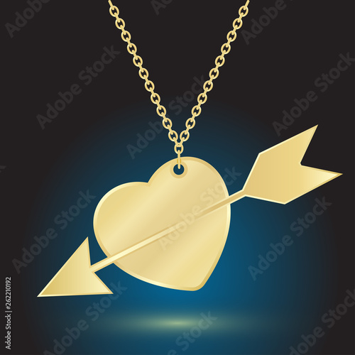 gold pendant jewelry on dark background with backlight.