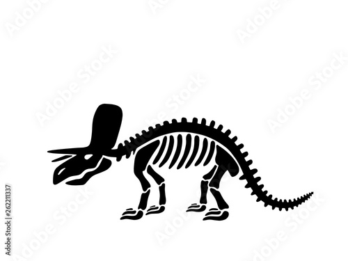 Dinosaur triceratops skeleton.  illustration. For  logo, card, T-shirts, textiles, web. Isolated on white background. © brandianna