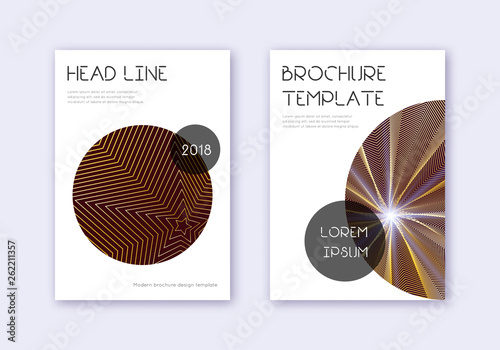 Trendy cover design template set. Gold abstract li