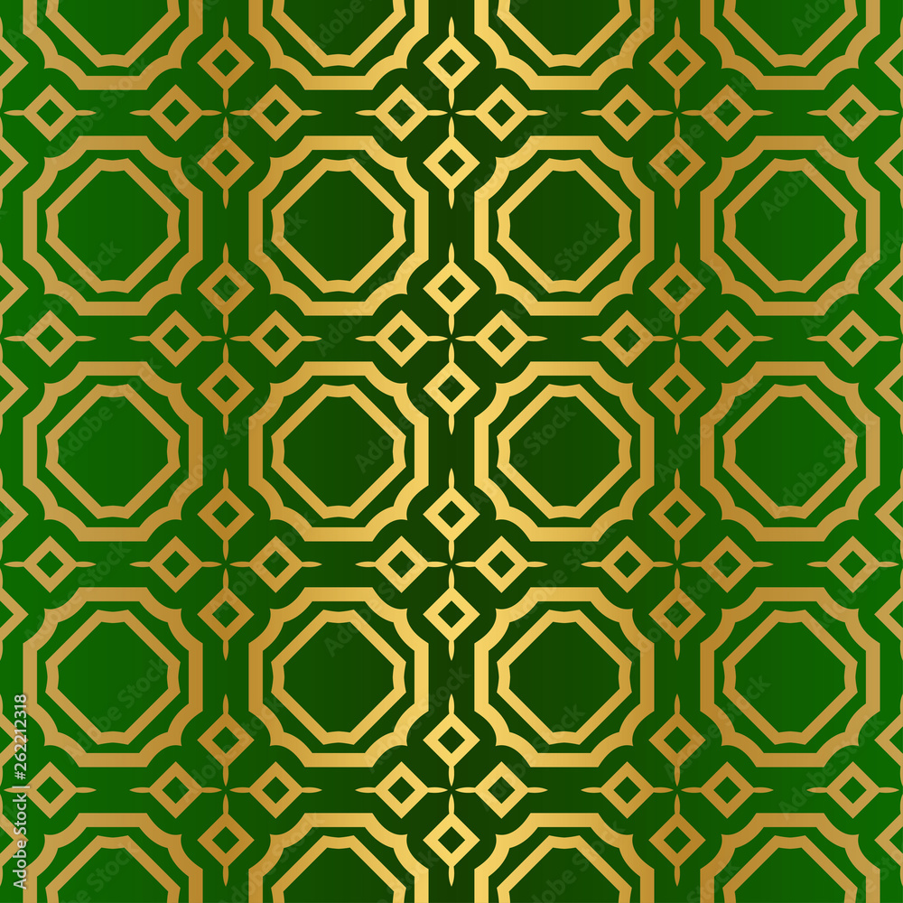 Seamless Geometric Backgrounds. Vector Illustration. Hand Drawn Wrap Wallpaper, Cover Fabric, Cloth Textile Design. Gold green color Seamless Geometric Backgrounds. Vector Illustration. Hand Drawn Wrap Wallpaper, Cover Fabric, Cloth Textile Design. Gold green color