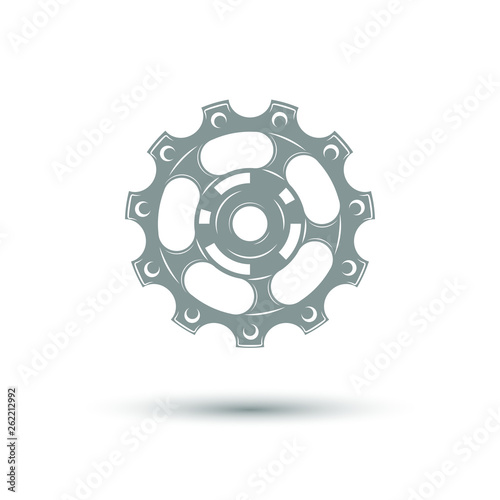 Roller, gear for bicycle rear derailleur isolated on white background, monochrome style, vector