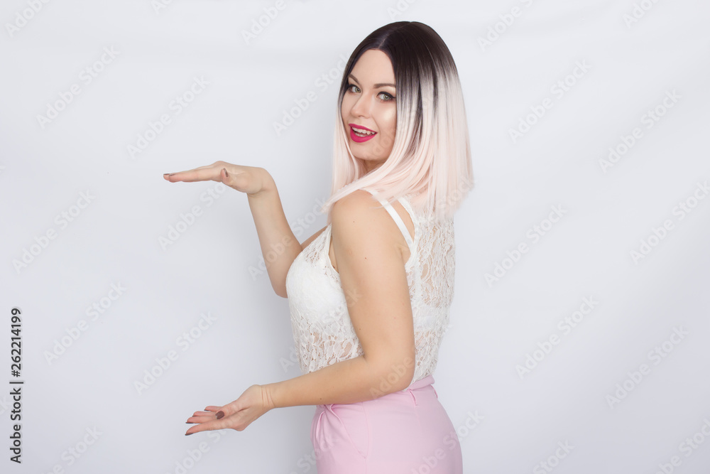 Beautiful woman on white background in studio Beautiful woman on white background in studio