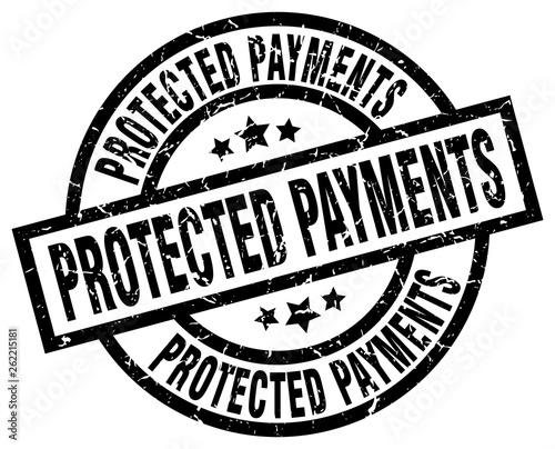 protected payments round grunge black stamp