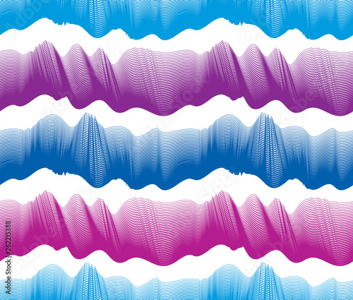 Waves seamless pattern, vector water runny curve lines abstract repeat endless background, colorful rhythmic waves.
