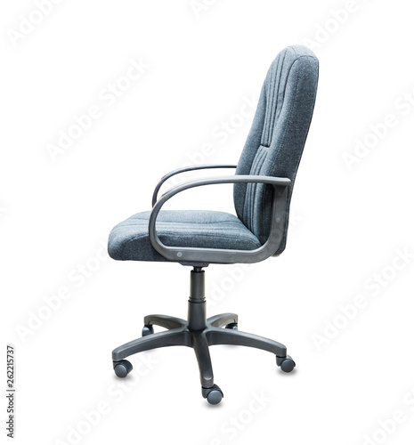 The office chair from black cloth. Isolated over white