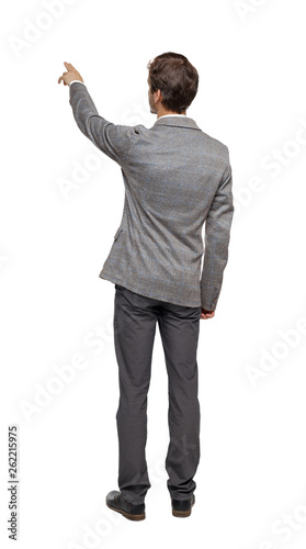 Back view of pointing business man.