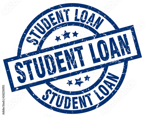 student loan blue round grunge stamp