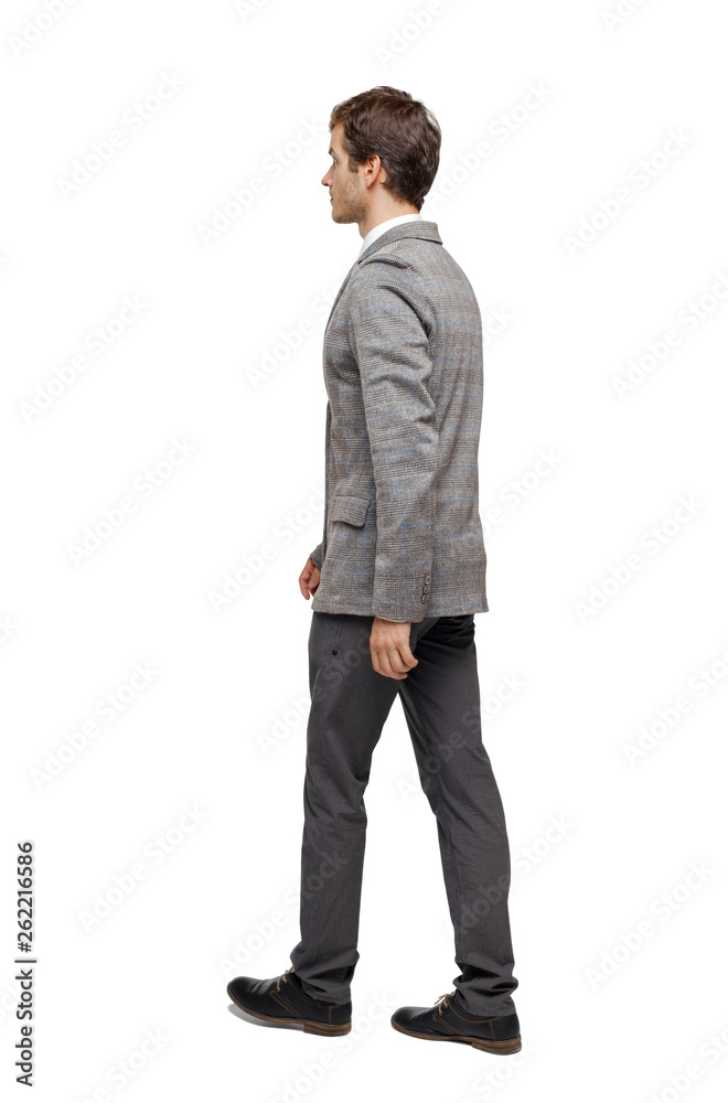 back view of walking business man. going young guy in gray suit. back view of walking business man. going young guy in gray suit.