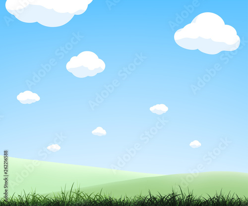 Natural landscape. Summer background with green meadows.