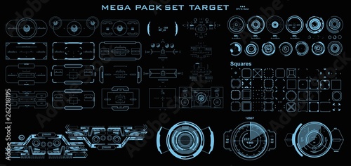 Mega pack set target. HUD futuristic user interface. Futuristic virtual graphic touch user interface.