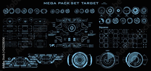 Mega pack set target. HUD futuristic user interface. Futuristic virtual graphic touch user interface.