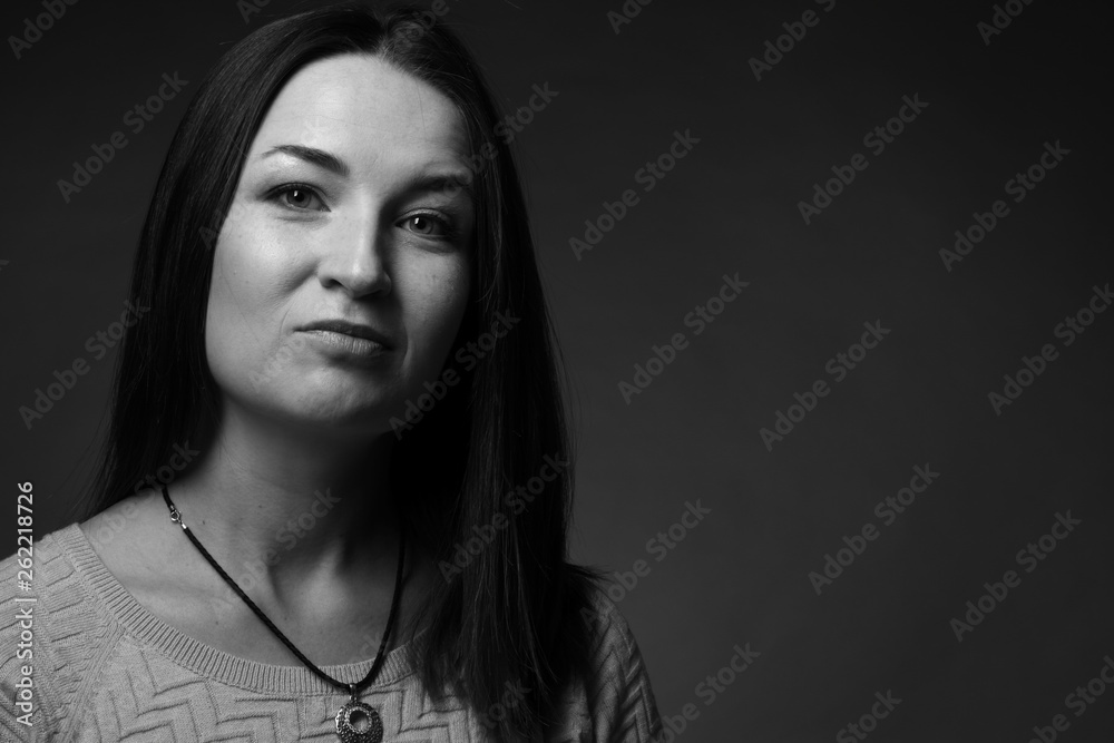 Fototapeta premium Woman portrait, black and white photo