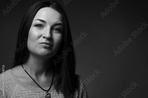 Woman portrait, black and white photo