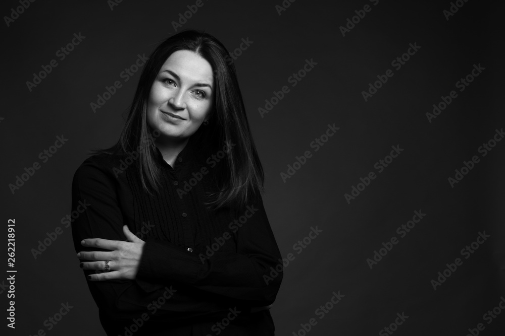 Obraz premium Woman portrait, black and white photo