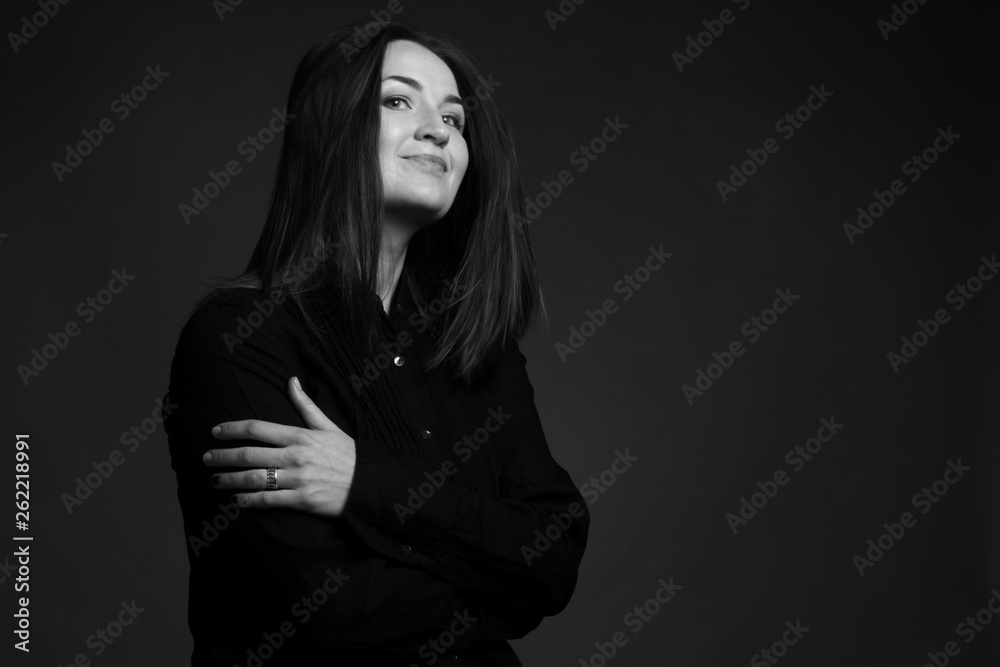 Woman portrait, black and white photo